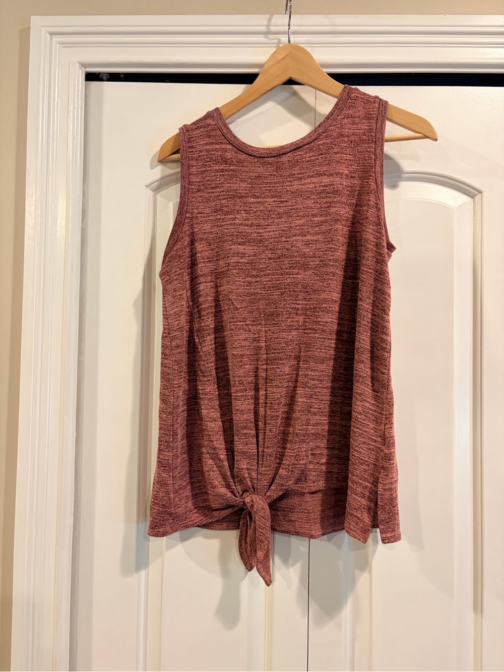 Cupio Heathered Rose Tie-Front Tank Top